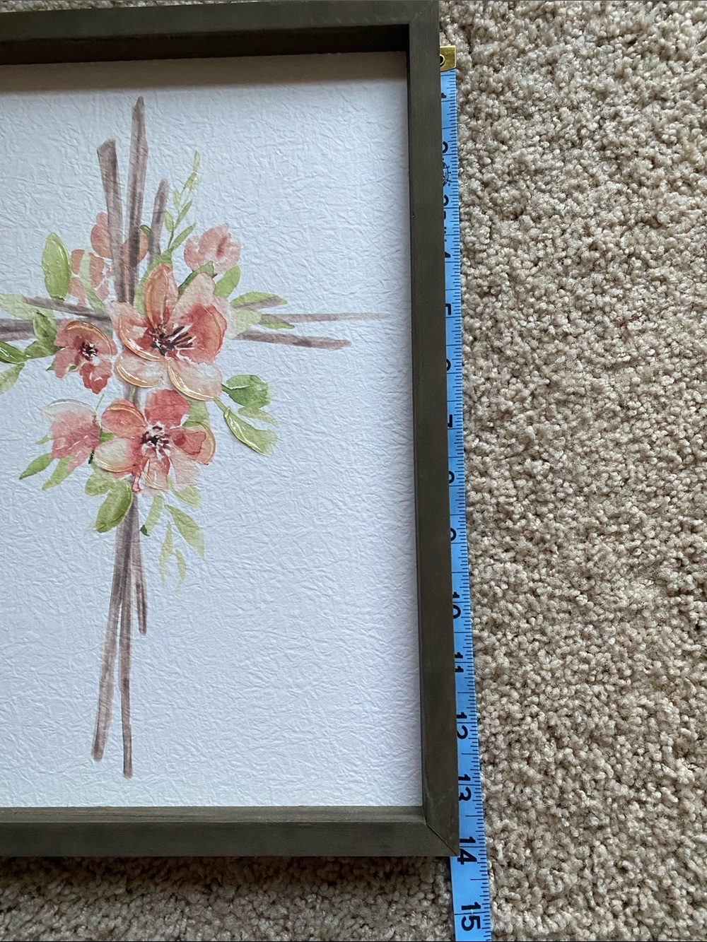 Hobby Lobby Peach and Green Floral Cross Wall Art - Picture 9 of 9